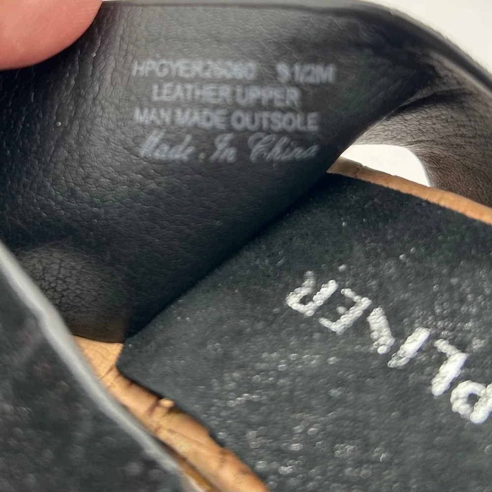 Donald Pliner Gyer Black Leather Cork Wedge Toe Loop Sandals Size 9.5 NEW